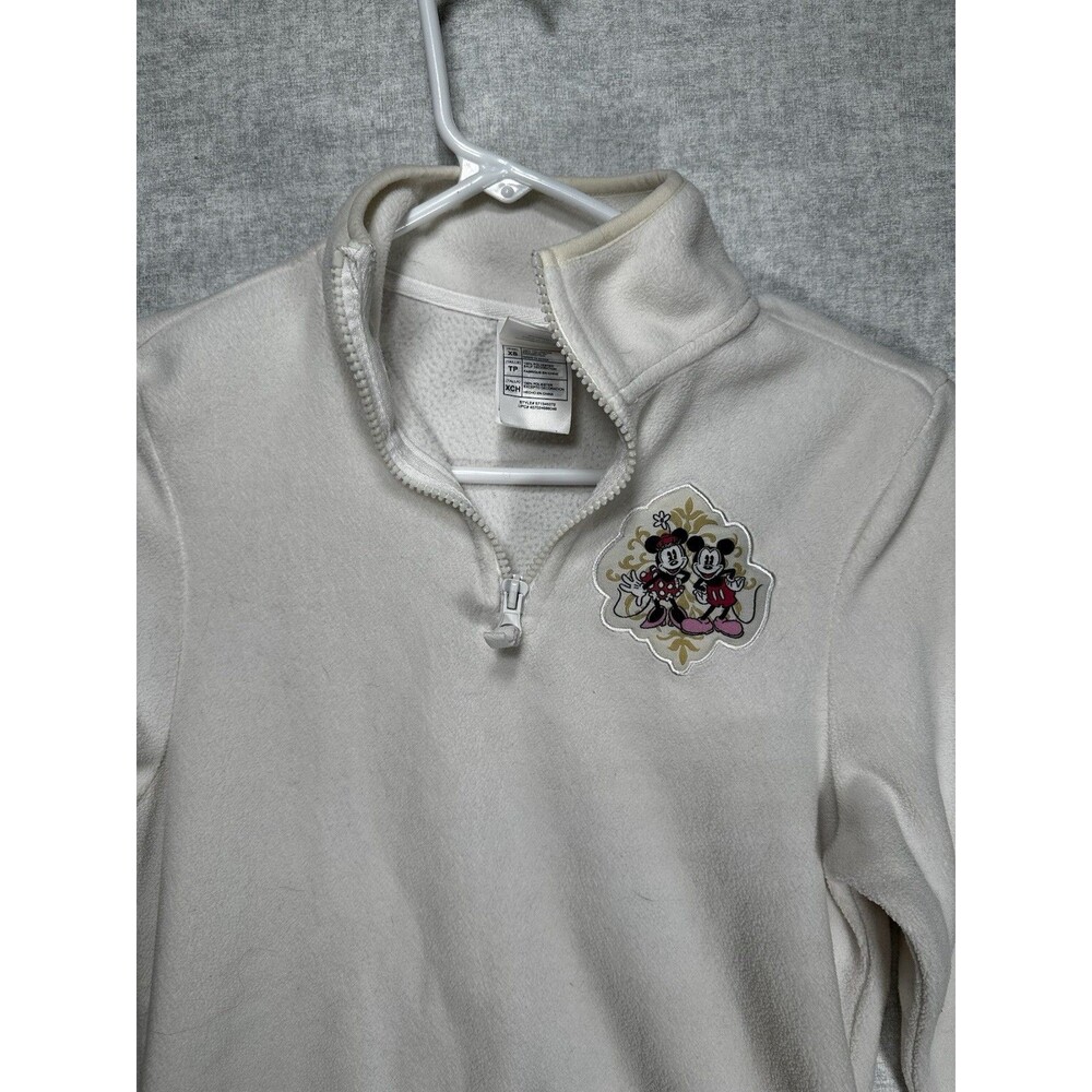 Disney Women's Fleece XS Cream Disney 1/4 Zip Mickey Mouse and Minnie Mouse